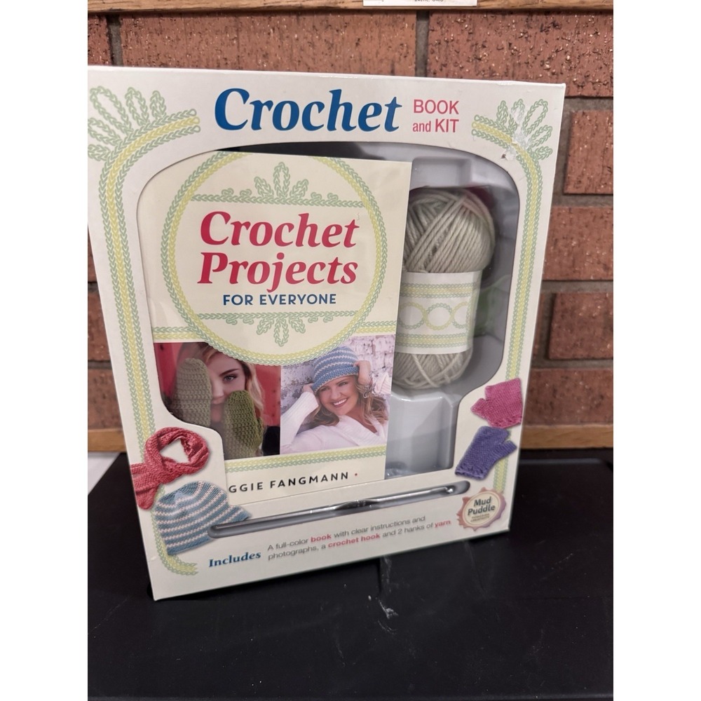 Mud Puddle Beginning Crochet Kit w Book Crochet Hook 2 Skeins of Yarn